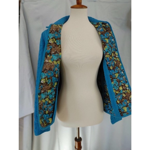 Briggs NY Women's Blue Quilted Snap Lightweight Jacket Size 8 Print Lining - Picture 4 of 8